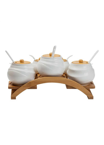 Банки для сыпучих продуктов 7 штук по 200 мл и 500 мл на бамбуковой подставке HP1231 Yiwu (368767053)