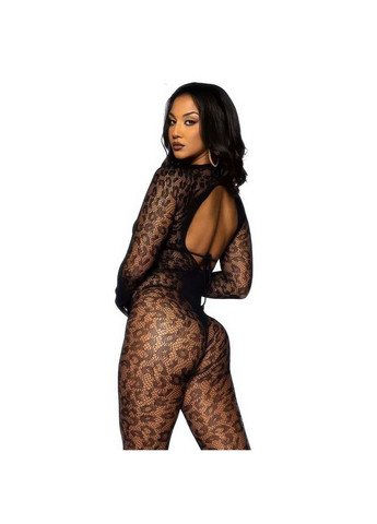 Комбінезон-боді безшовний леопардовий з мережива з довгими рукавами з відкритою спиною XS/S/M No Brand (371793559)