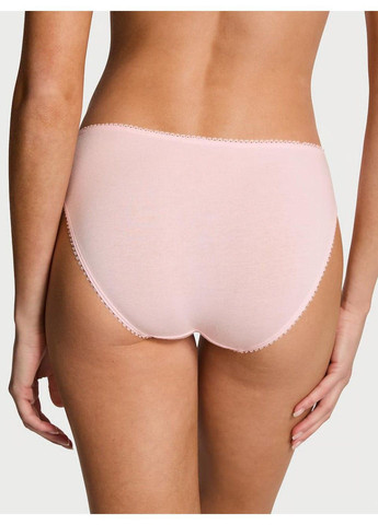Трусики-бикини женские хлопковые Stretch Cotton Sparkle Bikini Panty пудровые Victoria's Secret (370139651)