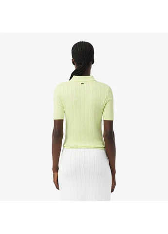 Салатовая женская футболка-поло Lacoste однотонная