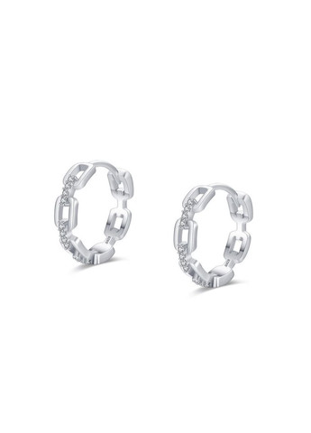 Срібні S925 сережки круглі з камінням фіанітів, срібні кульчики круглі на кожен день, сережки ланцюг подарунок дівчині СС8 Etre (292401692)