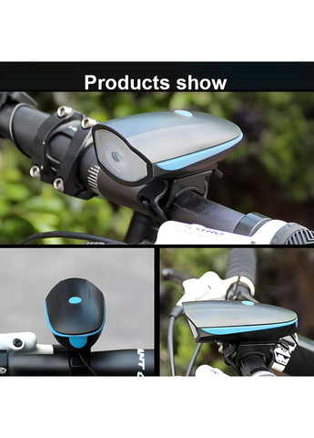 Синяя велосипедная фара с громким гудком 120 дБ с USB-зарядкой и 3 режимами No Brand (370159654)