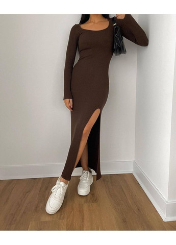 Коричнева повсякденний, кежуал сукня No Brand однотонна