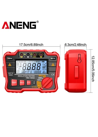 Професійний тестер опору ізоляції мегаомметр MH16 Red Aneng (330600593)