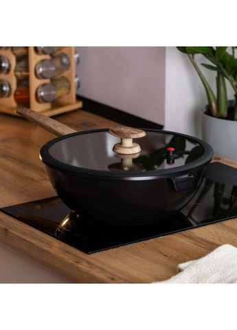 Алюминиевая сковорода 6,5 л с керамическим антипригарным покрытием Ø 30 см черная MGC (367724658)