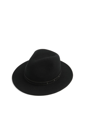 Шляпа федора женская с ремешком фетр черная LuckyLOOK 653-314 (289478344)