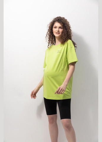 Лаймовая хлопковая футболка-туника для беременных и кормящих лимонная Юла мама