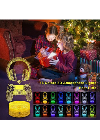 Настольный 3D LED светильник ночник с пультом работой от USB 16 цветов подсветки (480821-Prob) Наушники с геймпадом Unbranded (344464808)
