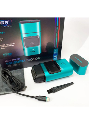 Електробритва-шейвер для бороди та обличчя V-307 GREEN металевий корпус VGR (364664440)