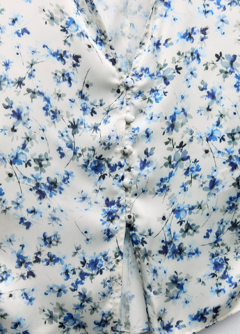Синяя повседневный рубашка с цветами Zara