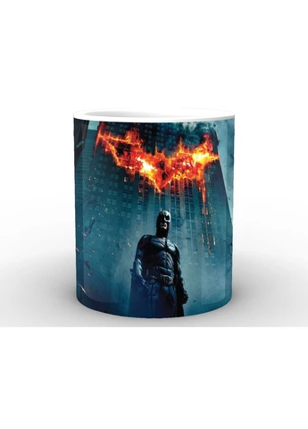 Чашка с принтом белая Бэтмен Batman Бэтмен на фоне знака BM.02.061 Кружка керамическая 0,33 GeekLand (378965022)