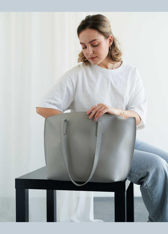 Женская сумка-тоут на молнии серого цвета из экокожи на одно отделение «Эмили» WeLassie (298571431)