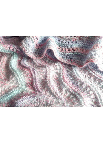 В'язана шаль ручної роботи з мохеру та мериносу рожево-блакитного кольору No Brand (365818554)