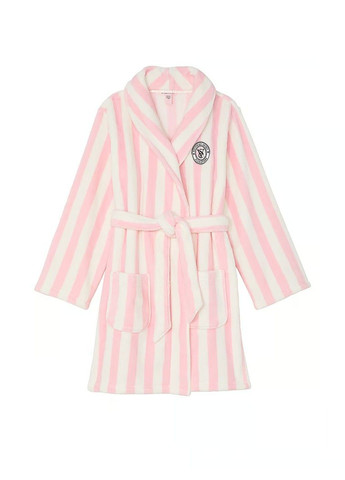 Набор Халат Short Cozy Robe Pink Stripes Logo + Косметичка Travel Toiletry Bag Victoria's Secret (332796290)