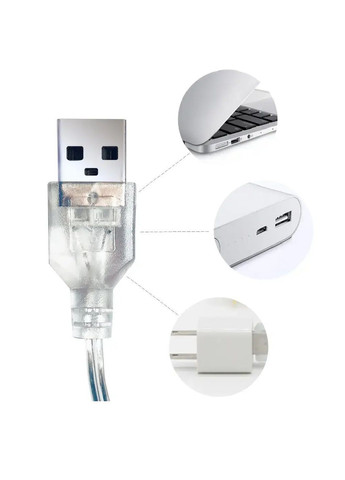 Гірлянда штора з 3D фігурками світлодіодна новорічна святкова з роботою від USB 2,5 м (482120-Prob) Тепла біла Unbranded (370688115)