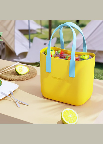 Сумка женская силиконовая шопер на плече водонепроницаемая сумочка с подкладкой на молнии, желтый No Brand (354829439)