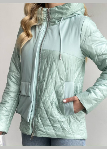 Мятная женская теплая куртка с капюшоном цвет мята р.xxl 450304 New Trend