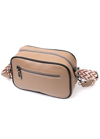 Шкіряна жіноча кроссбоді через плече на одне відділення бежева 22386 Vintage (329197604)