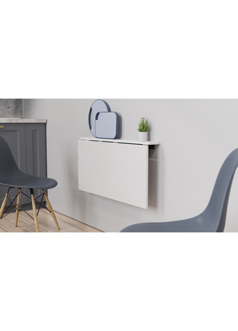 Обідній стіл-трансформер Ніка стіновий 420x900x500 Чорний метал ДСП Біле 16 мм (FRD-105164) Ferrum-decor (365445183)