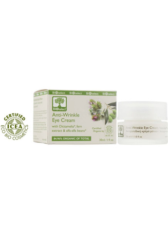 Крем для області навколо очей від зморшок з диктамелієй, вітамінами Е і К Anti-Wrinkle Eye Cream 30ml (49123-3410) Bioselect (368618983)