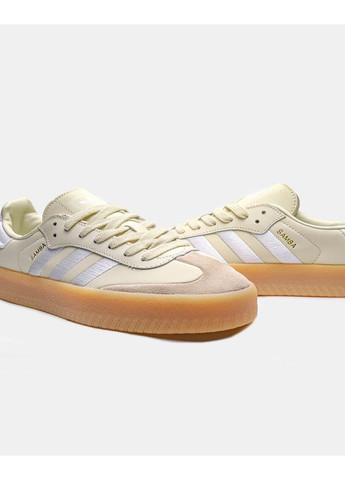 КРОССОВКИ ЖЕНСКИЕ ADIDAS SAMBA WONDER WHITE SILVER METALLIC АДИДАС САМБА No Brand бежевые демисезоны (368867671)