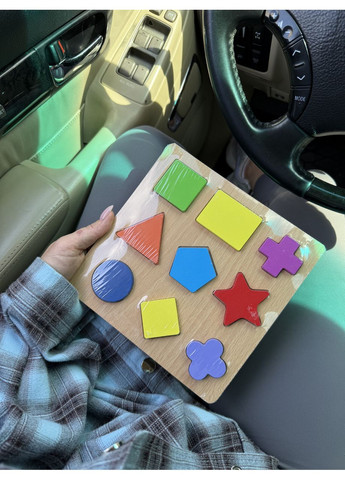 Деревянный сортер-пазл с геометрическими фигурами и цветами для детей No Brand (364553151)