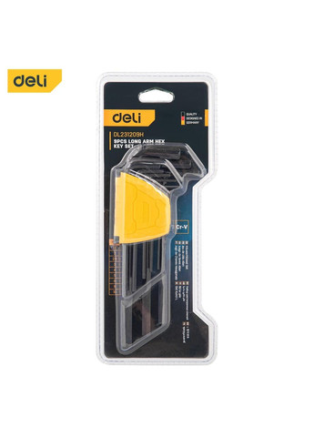 Набір шестигранний ключ із чорним оздобленням 9 шт. 1,5-10 мм Deli (297707767)