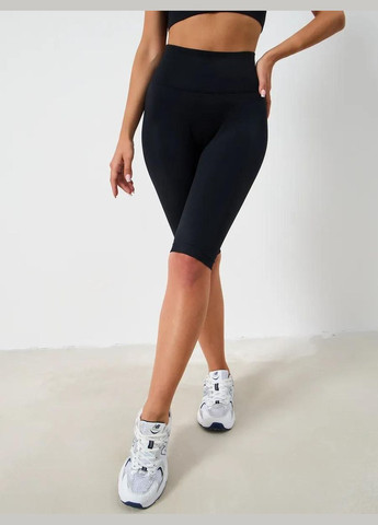 Велотреки в рубчик женские эластичные с высокой посадкой с пуш ап утягивающие спортивные No Brand Велосипедки темно-сірі (340462105)