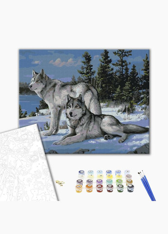 Картина за номерами Вовки захисники Картини в цифрах тварини Розмальовка Пара вовків 40х50см BS51412 Brushme (315762784)
