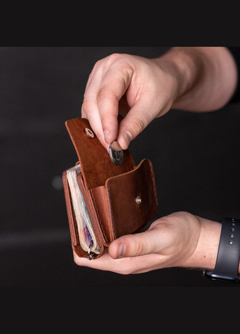 Гаманець затиск Slim з монетницею, коньяк SD Handmade (351390729)