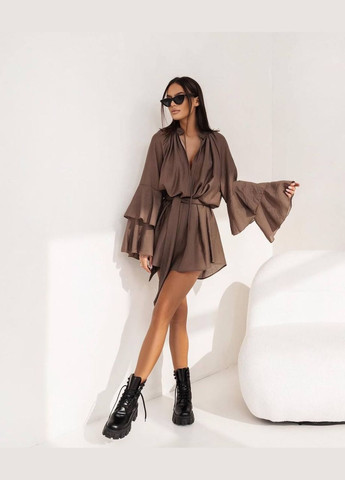 Коричнева повсякденний, святковий, коктейльна сукня кльош Україна однотонна