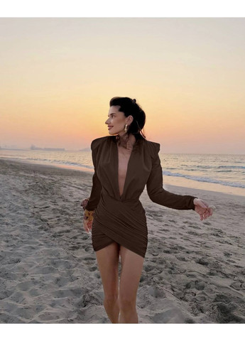 Темно-коричнева святковий, коктейльна, вечірня, кежуал жіноча сукня FINO Mode