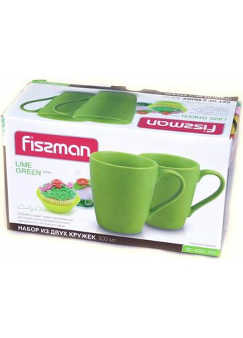 Набор керамических кружек 2 штуки 300мл салатовые для чая и кофе кружки для напитков Fissman (368987478)
