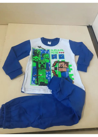 Синяя демисезонная пижама для мальчика хлопок интерлок украина 92 98 104 110 116 122 128 No Brand