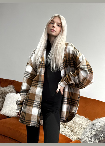 Светло-коричневая повседневный, кэжуал рубашка в клетку Vakko с длинным рукавом