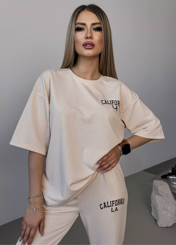 Базовий повсякденний оверсайз костюм двійка з накатом: футболка + джогери Tik-Tak (325401585)