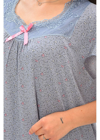 Ночная рубашка женская полубатальная голубого цвета с принтом Let's Shop (362351023)