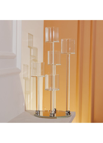 Свічник декоративний Yiwu на 5 свічок скляний 38 см HP-4-14 No Brand (352527746)