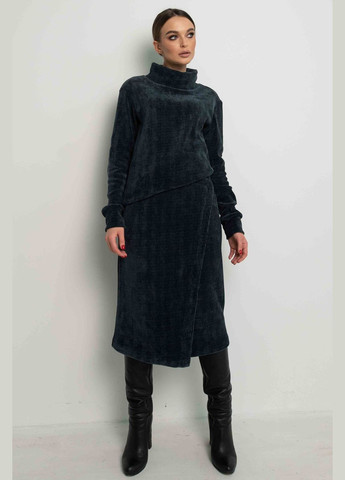 Чорний зимовий світшот з велюрового трикотажу з подовженою горловиною та акцентними швами (св 3521) RiMari