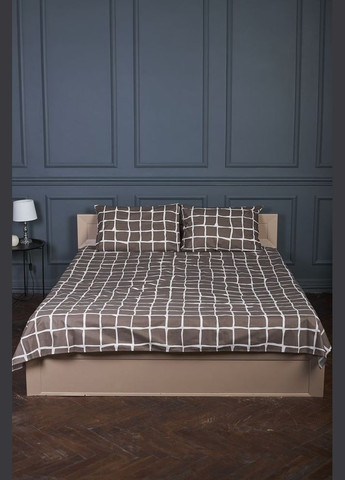 Простынь на резинке клетка коричневый цвет 200х220 см (20006-1 1) Family Linens (315638377)