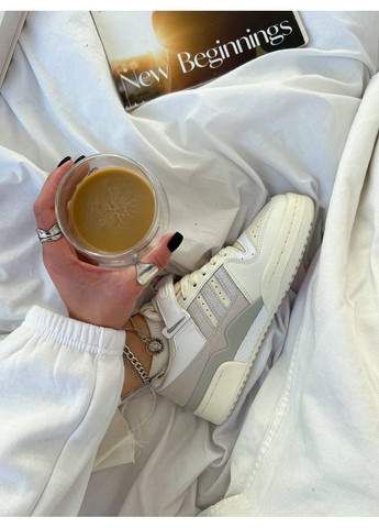 Білі Осінні кросівки чоловічі і жіночі adidas forum 84 beige white grey | адідас форум 84 бежеві білі сірі No Brand