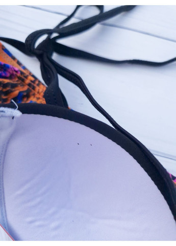 Чорний літній купальник роздільний жіночий чорний ліф трусики в принт балконет Primark