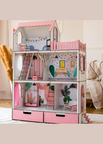Кукольный домик для Барби Люкс розовый (kdb005) NestWood (303632987)