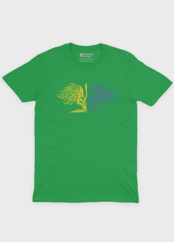 Зеленая демисезонная футболка для мальчика с патриотическим принтом гербтризуб (ts001-1-keg-005-1-026-b) Modno