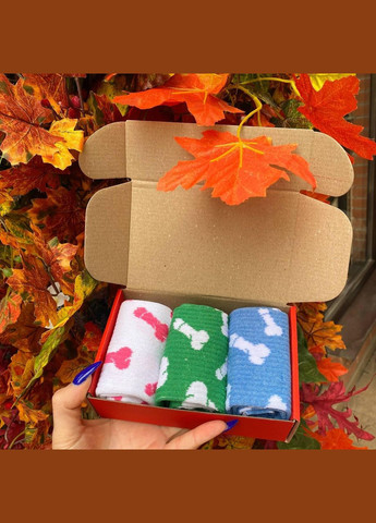 Комбинированные бокс женских высоких носков 36-41 на 3 пары с рисунком. Vakko (307715023)