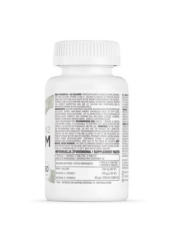 Витамины и минералы Vitamin D3+K2 Calcium, 90 таблеток Ostrovit (322238475)