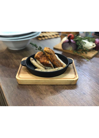 Чавунна сковорода на дошці 14 см H-1425-Д Brizoll (349221946)