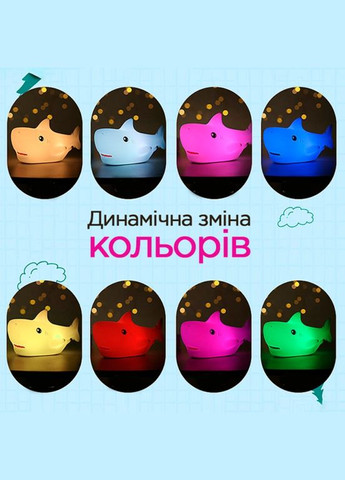 Силиконовый ночник Акула с сенсорным управлением 7 цветов - Ночники / Светильники No Brand (342369278)