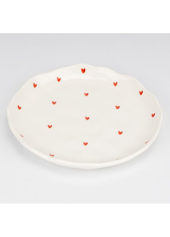 Кружка с блюдцем 300 мл ручная работа бежевый набор для чая и кофе керамика с сердцами ProDobro (365441150)