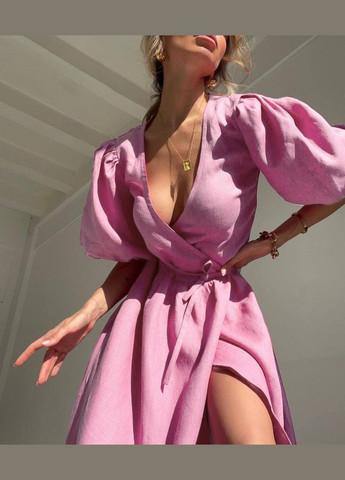 Рожева жіноча сукня льон No Brand